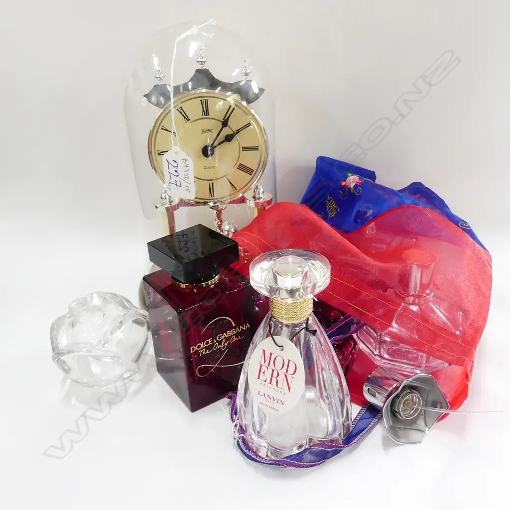 DOME CLOCK + PERFUME BOTTLES  Image 1++