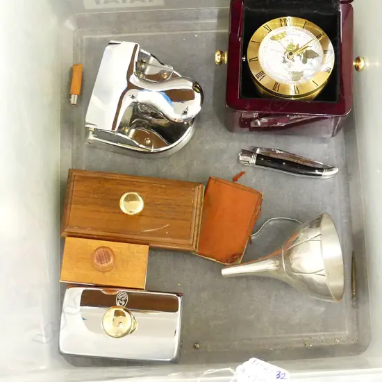 YEAR 2000 DESK CLOCK, 3 BLOTTERS, PUNCH, ETC