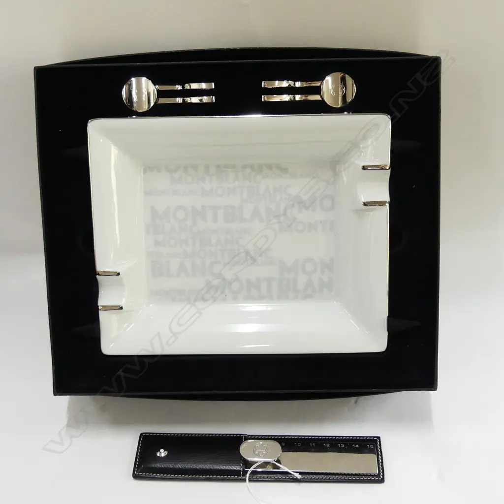 MONT BLANC BOXED CIGAR SET & RULER/ PAPER WEIGHT Image 1++