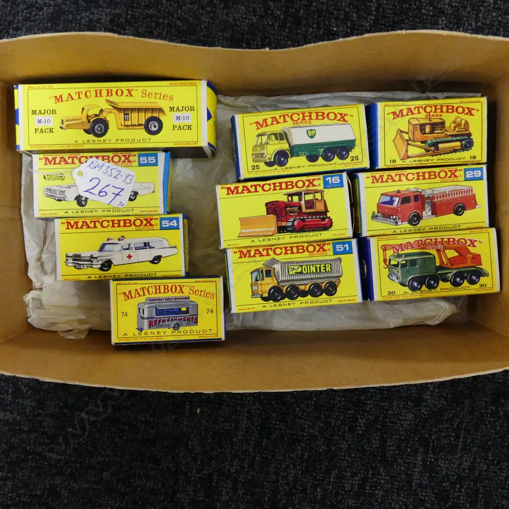 10 YELLOW BOXED MATCHBOX TOY VEHICLES Image 1++