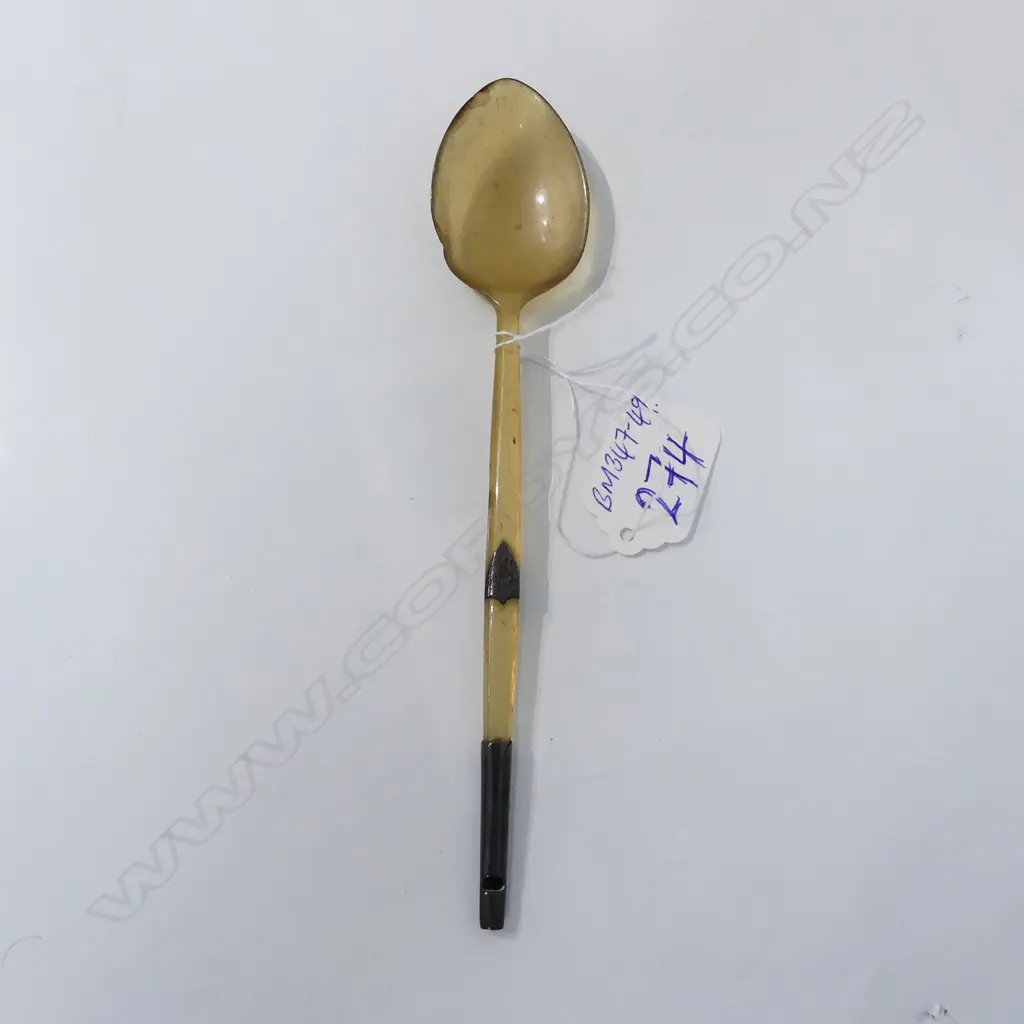 19THC HORN & SILVER SPOON WHISTLE END RARE Image 1++