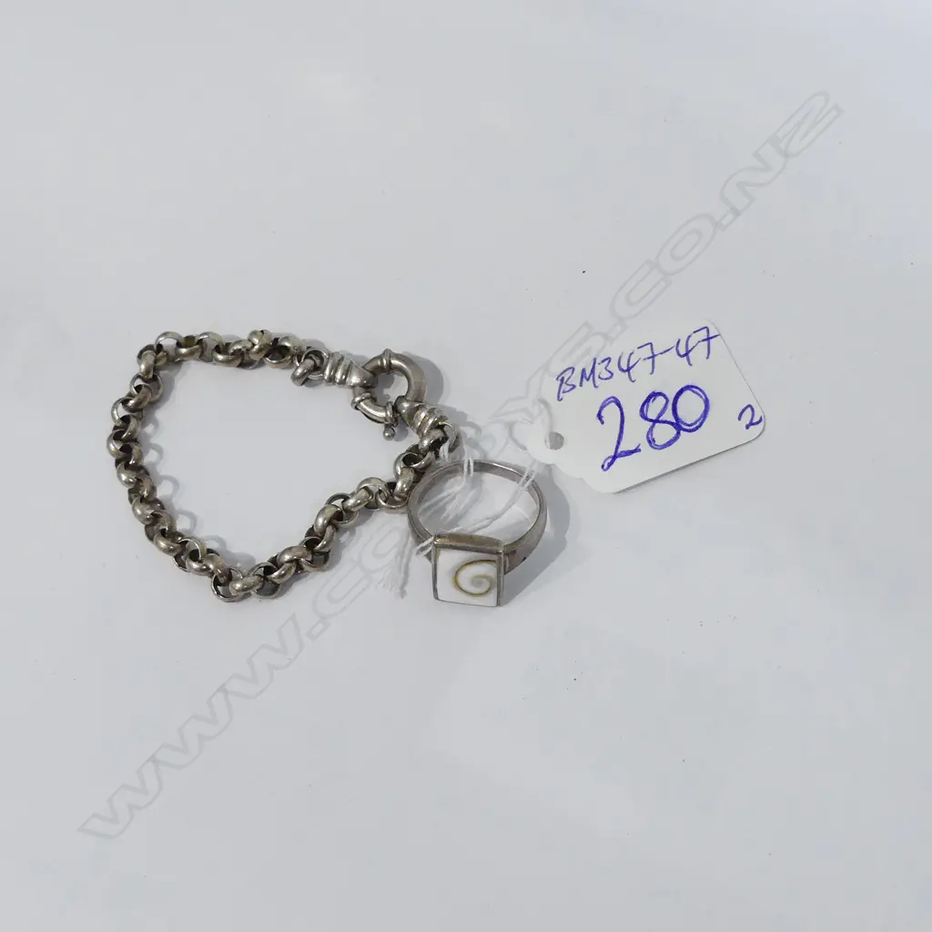 SILVER BELCHER LINK BRACELET + RING Image 1++