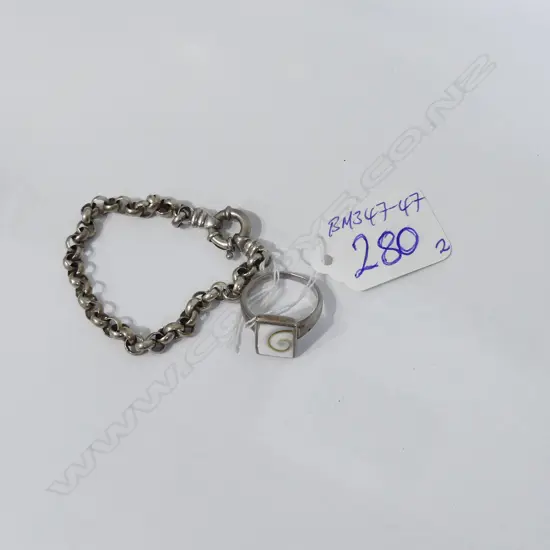 SILVER BELCHER LINK BRACELET + RING
