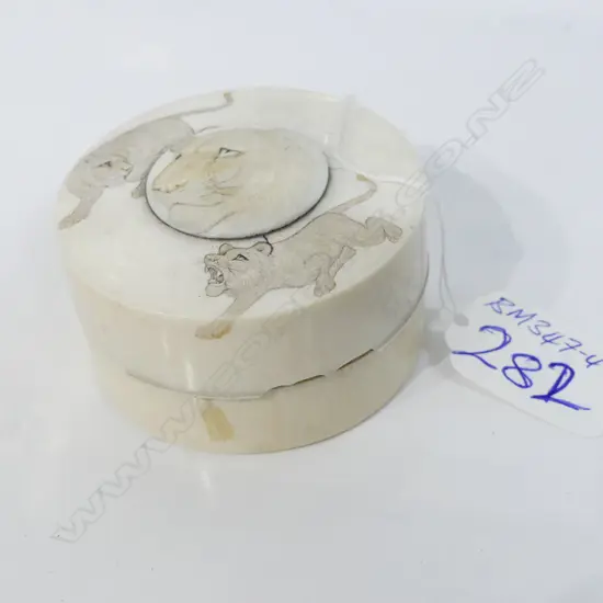 OLD ORIENTAL CARVED IVORY LIDDED POT A.F