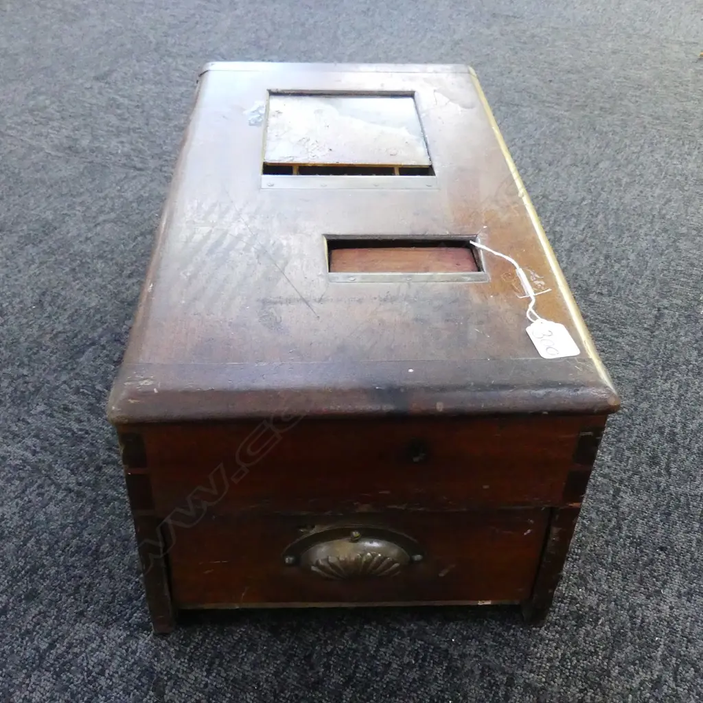 CIRCA 1900 MAHOGANY COUNTER TOP CASH TILL GLEDHILL Image 1++