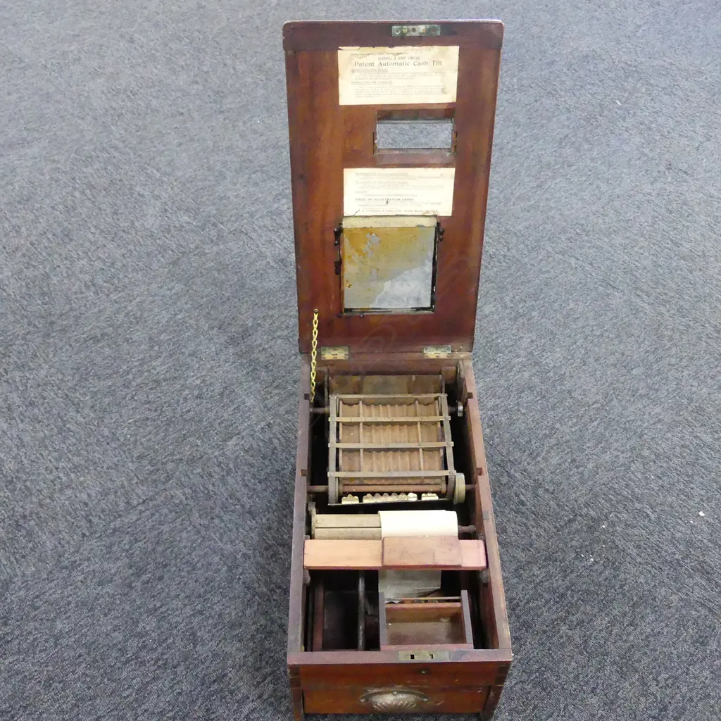 CIRCA 1900 MAHOGANY COUNTER TOP CASH TILL GLEDHILL Image 1++