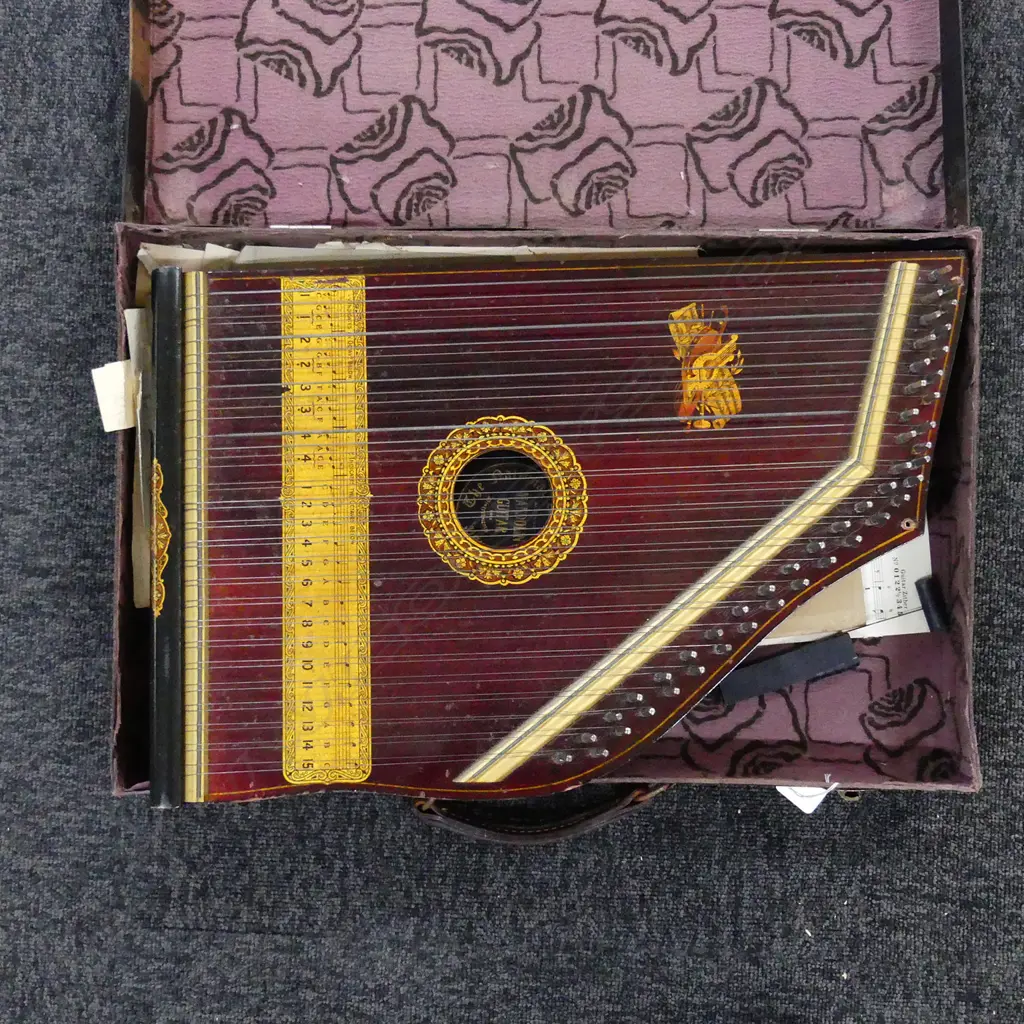 OLD 'MANDOLIN GUITAR' ZITHER IN CASE Image 1++