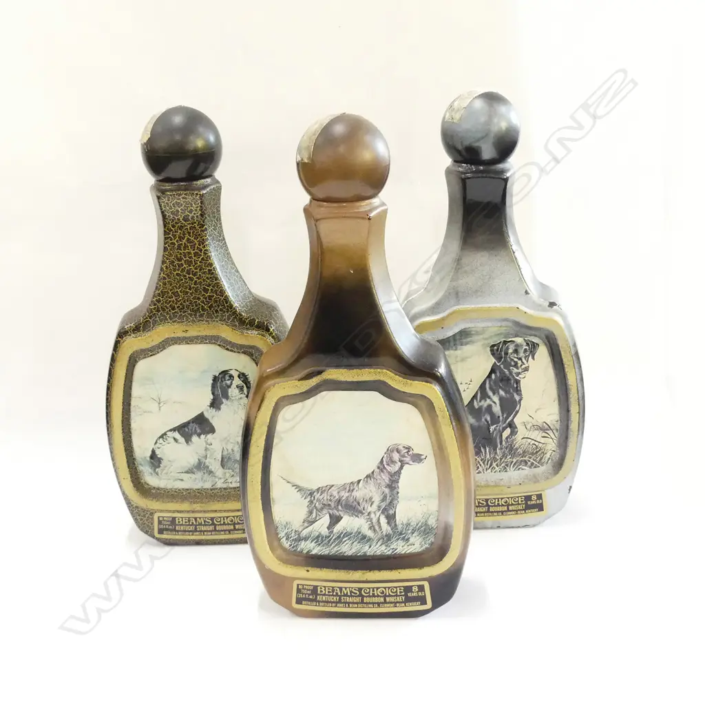 3 JIM BEAM DECORATED DECANTERS  Image 1++