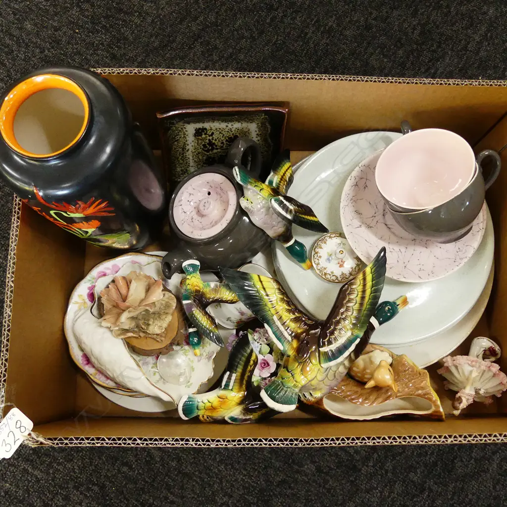BOX OF CERAMICS - C/LYNN, DUCAL DECO VASE  ETC Image 1++