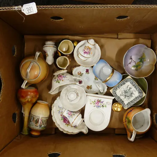 BOX SMALL CHINA PCES , FLORAL, PORCELAIN ETC