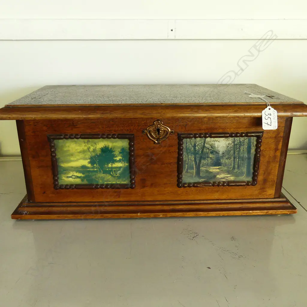 OLD MAHOGANY INLAID & PANELED BOX HINGED LID Image 1++