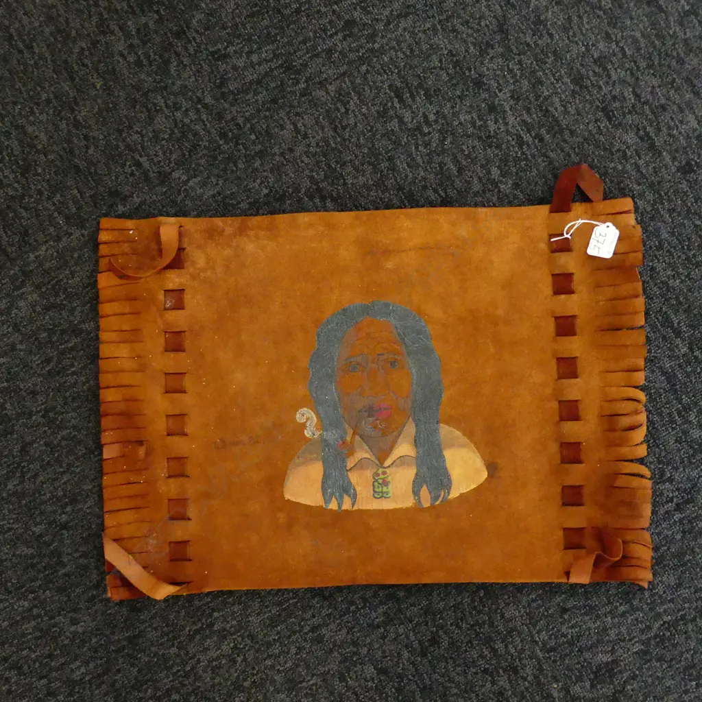 VINTAGE LEATHER 'WAHINE NZ' DECORATED PANEL Image 1++