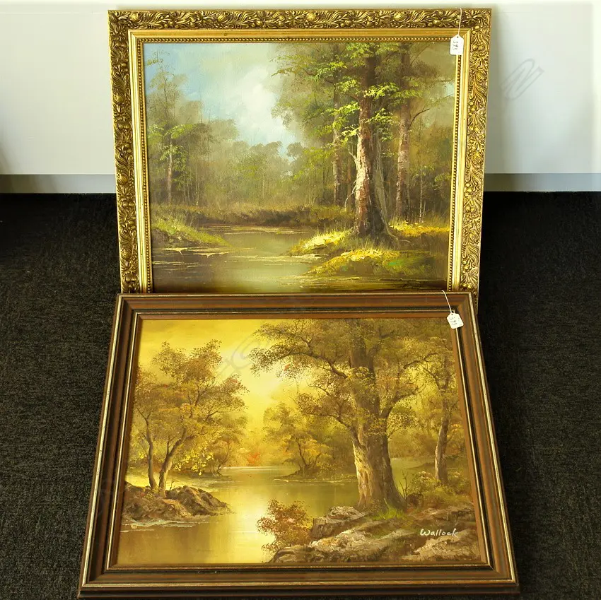 2 RIVER SCENE OIL PAINTINGS GILT FRAMED Image 1++