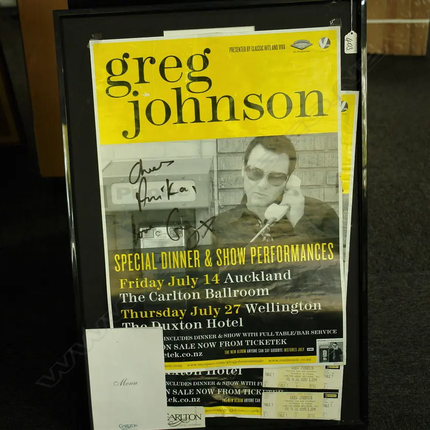 GREG JOHNSON SIGNED POSTER + TICKETS Image 1++