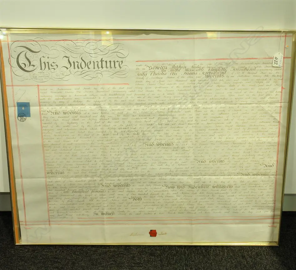 1856 PARCHMENT LEGAL 'INDENTURE' DOCUMENT Image 1++