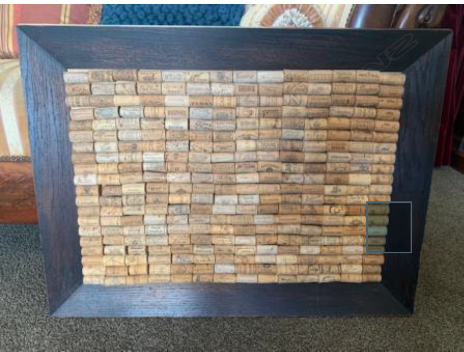 OLD OAK FRAMED DISPLAY OF WINE CORKS 80 x 60cm Image 1++