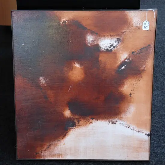 MARGARET WOOLLEY 'BROWN HAND NO.1', OIL ON BOARD