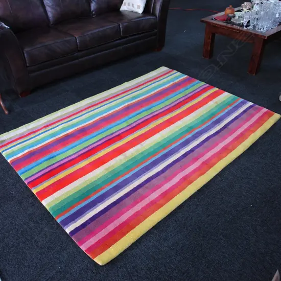 CONTEMPORARY STRIPED  WOOL PILE RUG