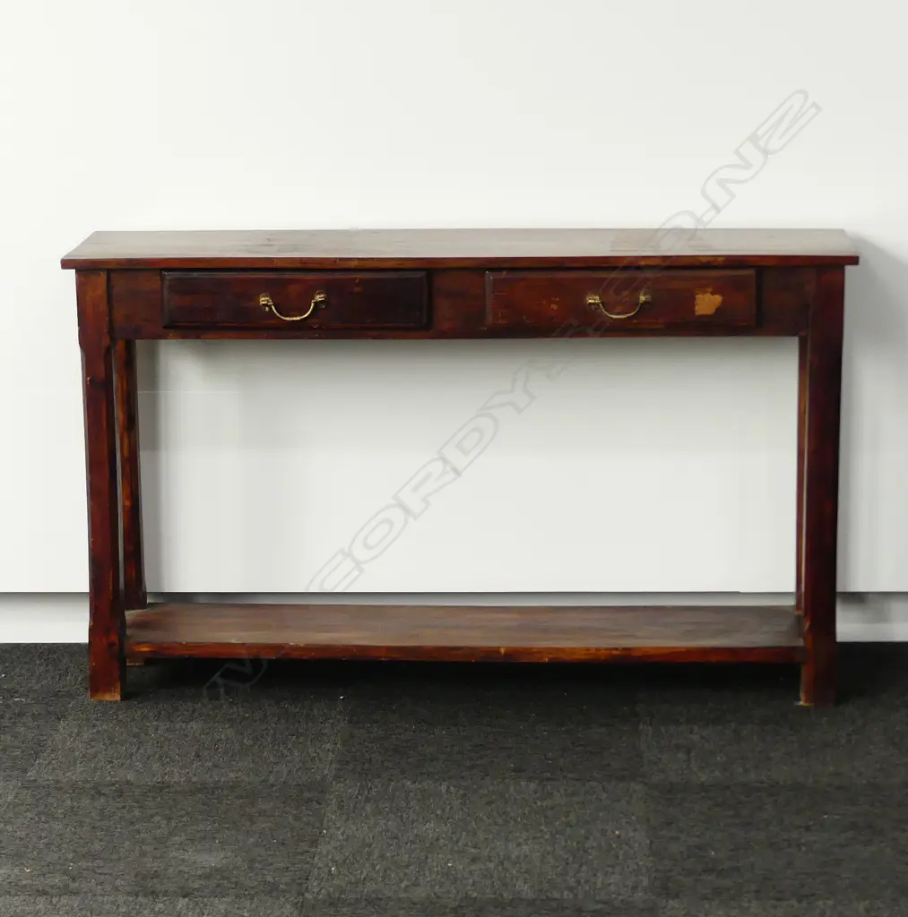 2 DRAWER TEAK  HALL TABLE Image 1++