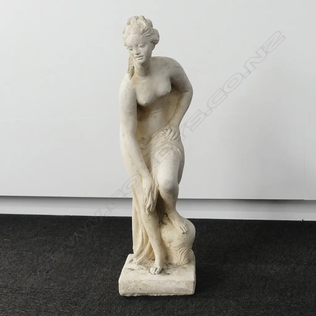 TALL CONCRETE GARDEN STATUE OF A SEMI CLAD WOMAN Image 1++