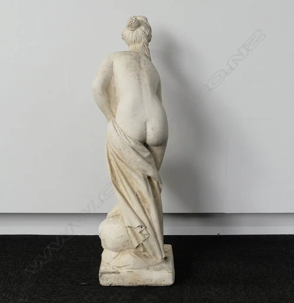 TALL CONCRETE GARDEN STATUE OF A SEMI CLAD WOMAN Image 1++