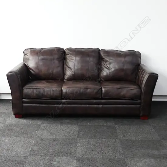 LEATHER 3 SEATER BROWN SOFA