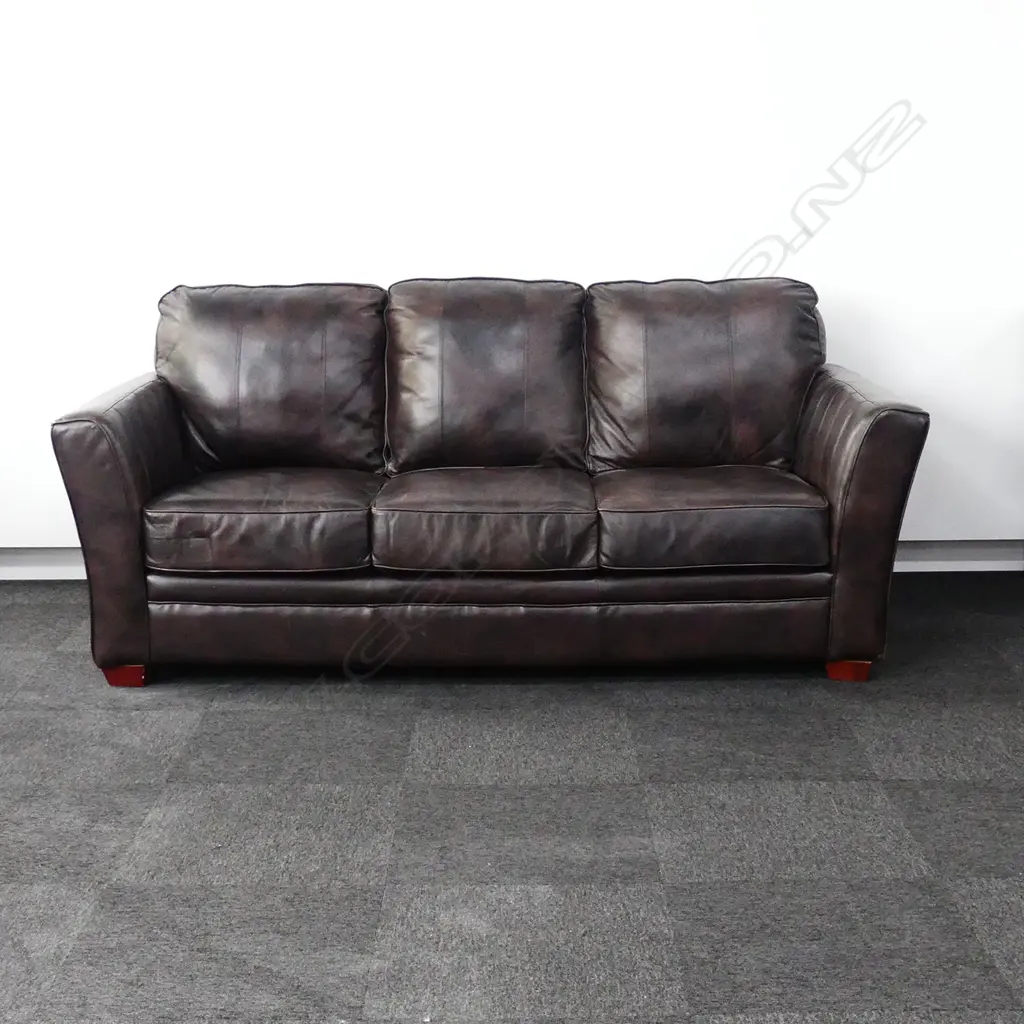 LEATHER 3 SEATER BROWN SOFA Image 1++