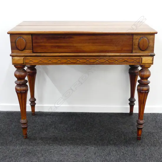 MAHOGANY TABLE TOP DESK HINGED & FITTED