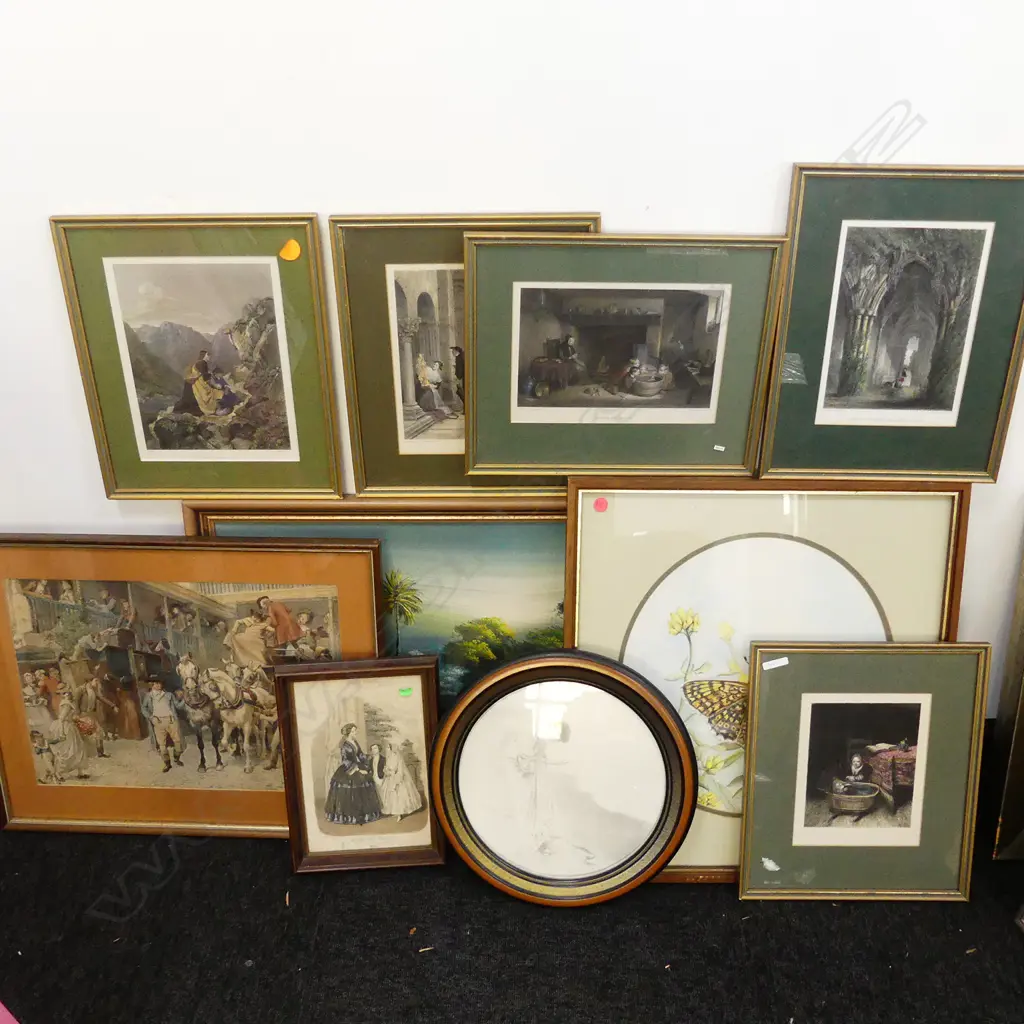 10 VARIOUS; W/C, OIL, ENGRAVINGS Image 1++