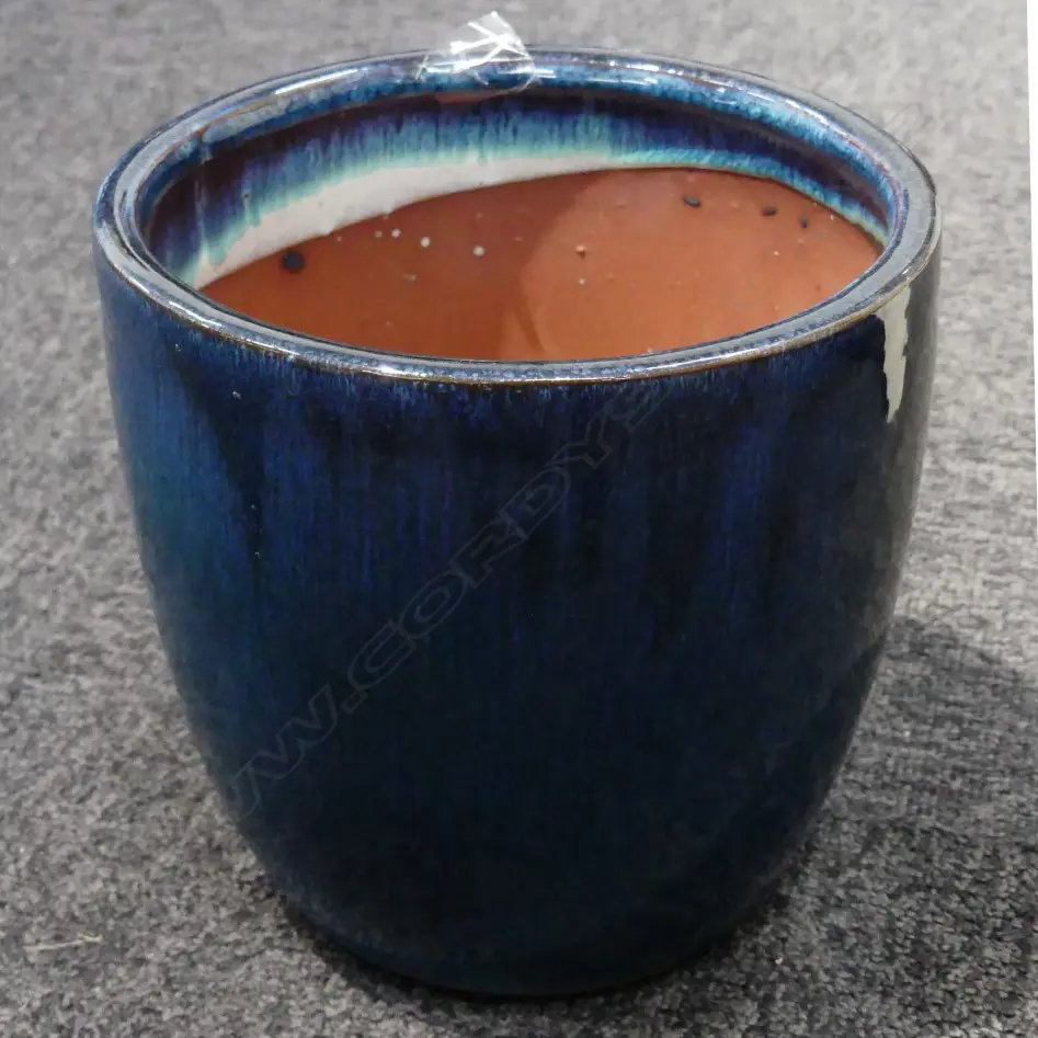 BLUE GLAZE GARDEN POT 200MM Image 1++