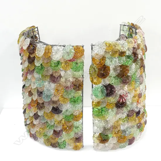 PR MULTI-COLOURED GLASS WALL LIGHTS, H. 250MM
