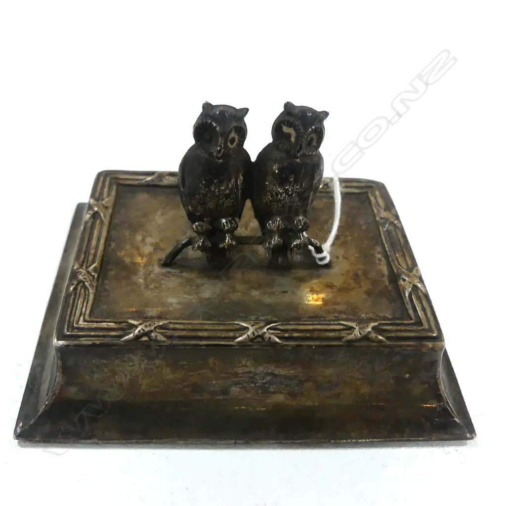 SILVER PR OF OWLS MENU HOLDER, W. 65MM Image 1++