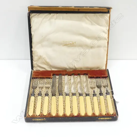 CASED S/PLATE FRUIT KNIVES & FORKS, SHEFFIELD 1905