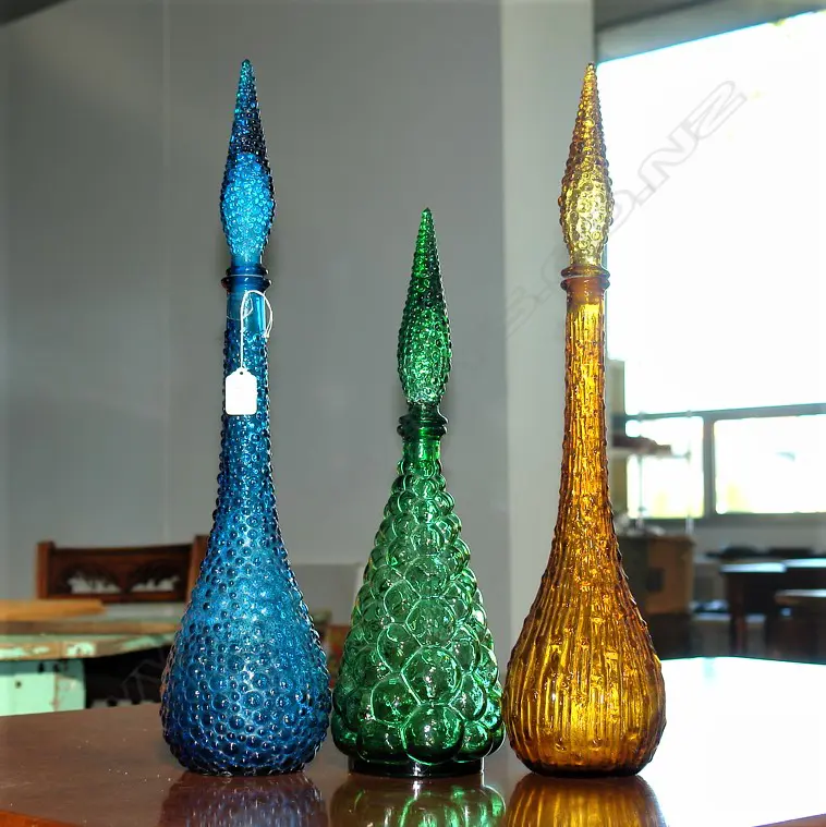 3 VINTAGE1960S TALL BOTTLES W STOPPERS, TALLEST H. 580MM Image 1++