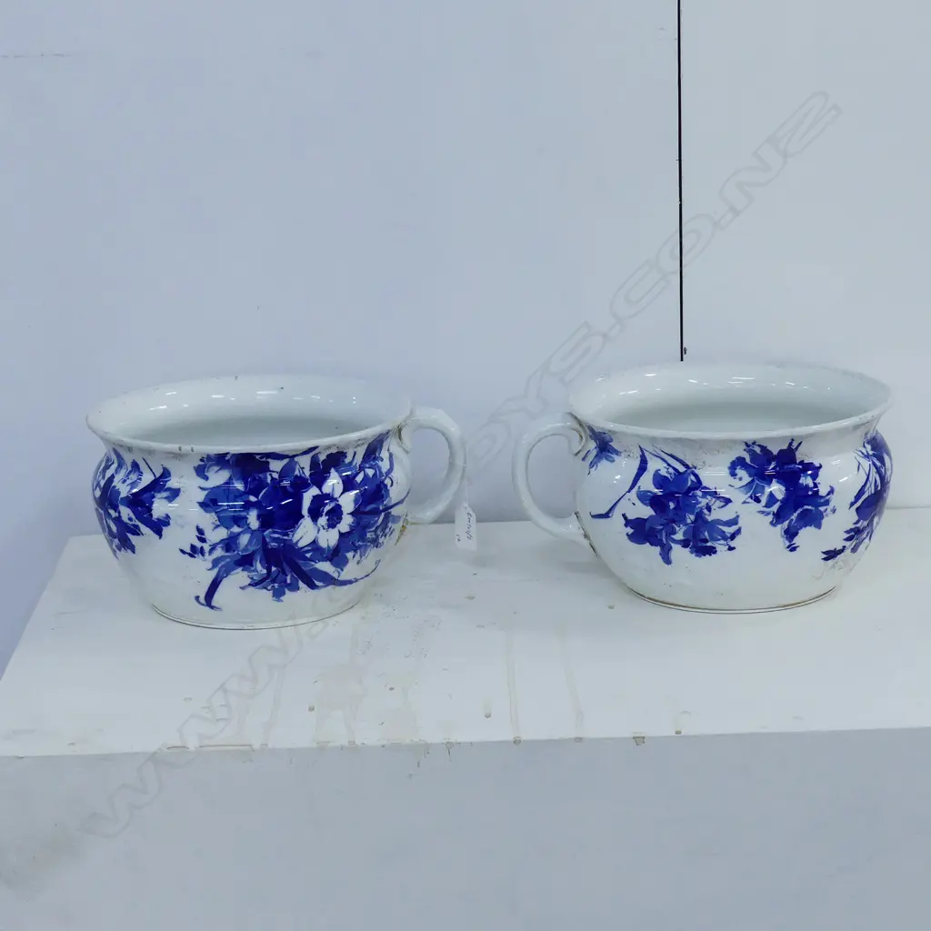 A PAIR OF ROYAL  DOULTON FLORAL DECORATED CHAMBER POTS Image 1++