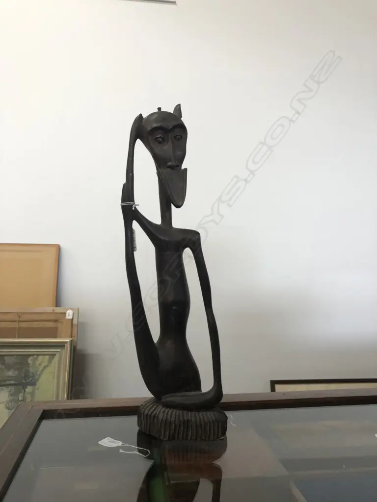 AFRICAN MKONDE TRIBAL WOODEN CARVING, H. 460MM Image 1++