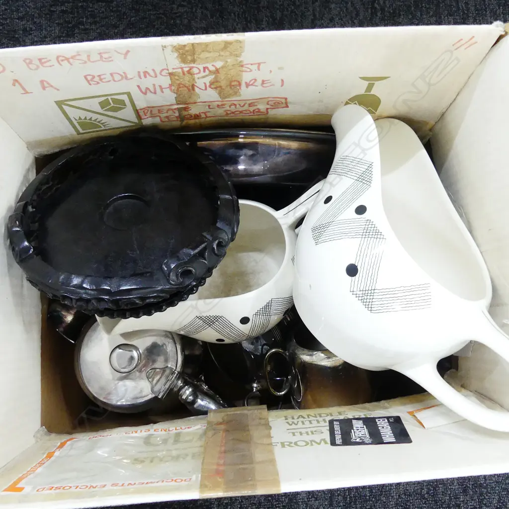 ASST EP TEA SETS, DISHES,CRYSTAL POT, STAND, AND W/WOOD RETRO SAUCE BOATS  ETC Image 1++