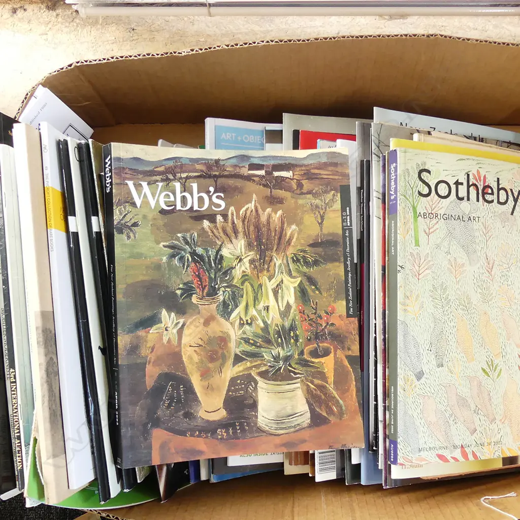 LG BOX ASST AUCTION CATS & GUIDES, INCL; SOTHEBY'S, WEBB'S, A+O Image 1++