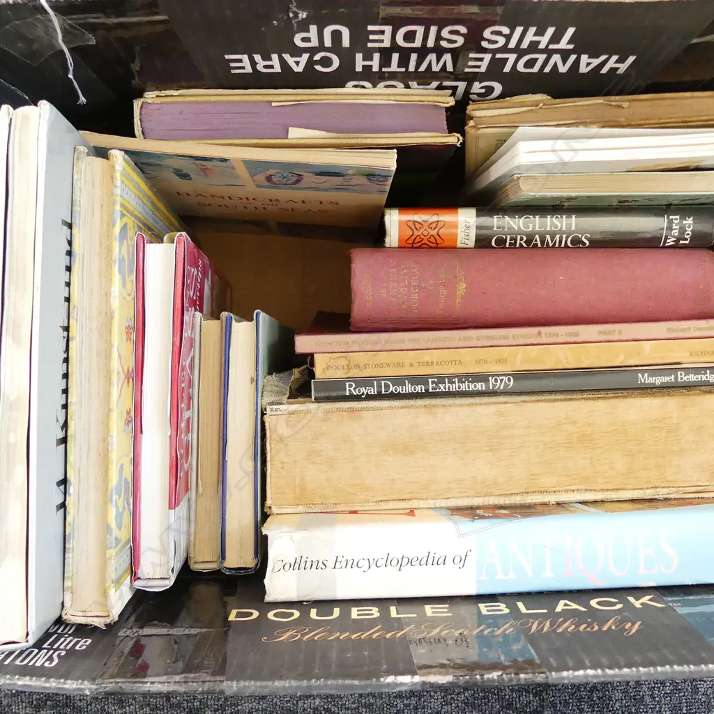 LG BOX ASST ANTIQUE GUIDES, INC; DOULTON, CERAMICS, GLASS Image 1++