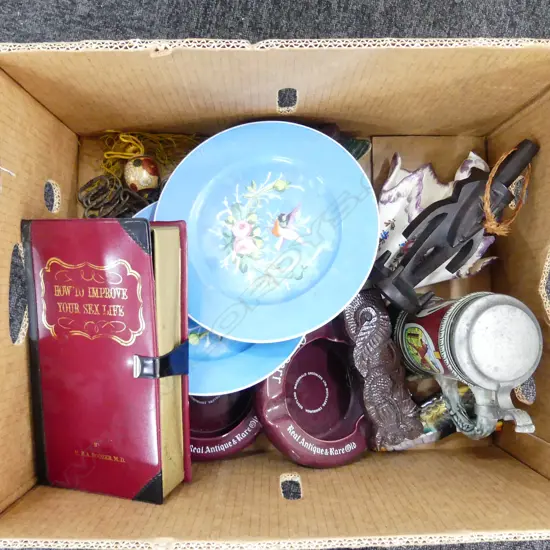 LOT VICT CHINA/STEIN/ WHISKEY ASHTRAYS/ AND NOVELTY ITEMS