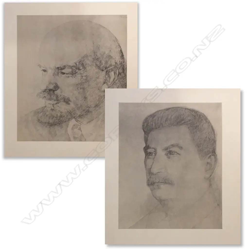 A large folio of 24 illustrations 'Activists of the Revolution and Peace’ in pencil Image 1++