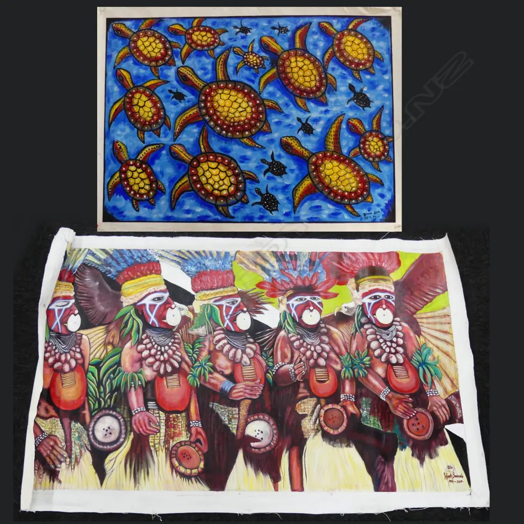 HIIME BAUNDO, PNG FIGURES, ACRYLIC,  145X110CM + DIMA BRE, TURTLES, OIL, 118X88CM Image 1++