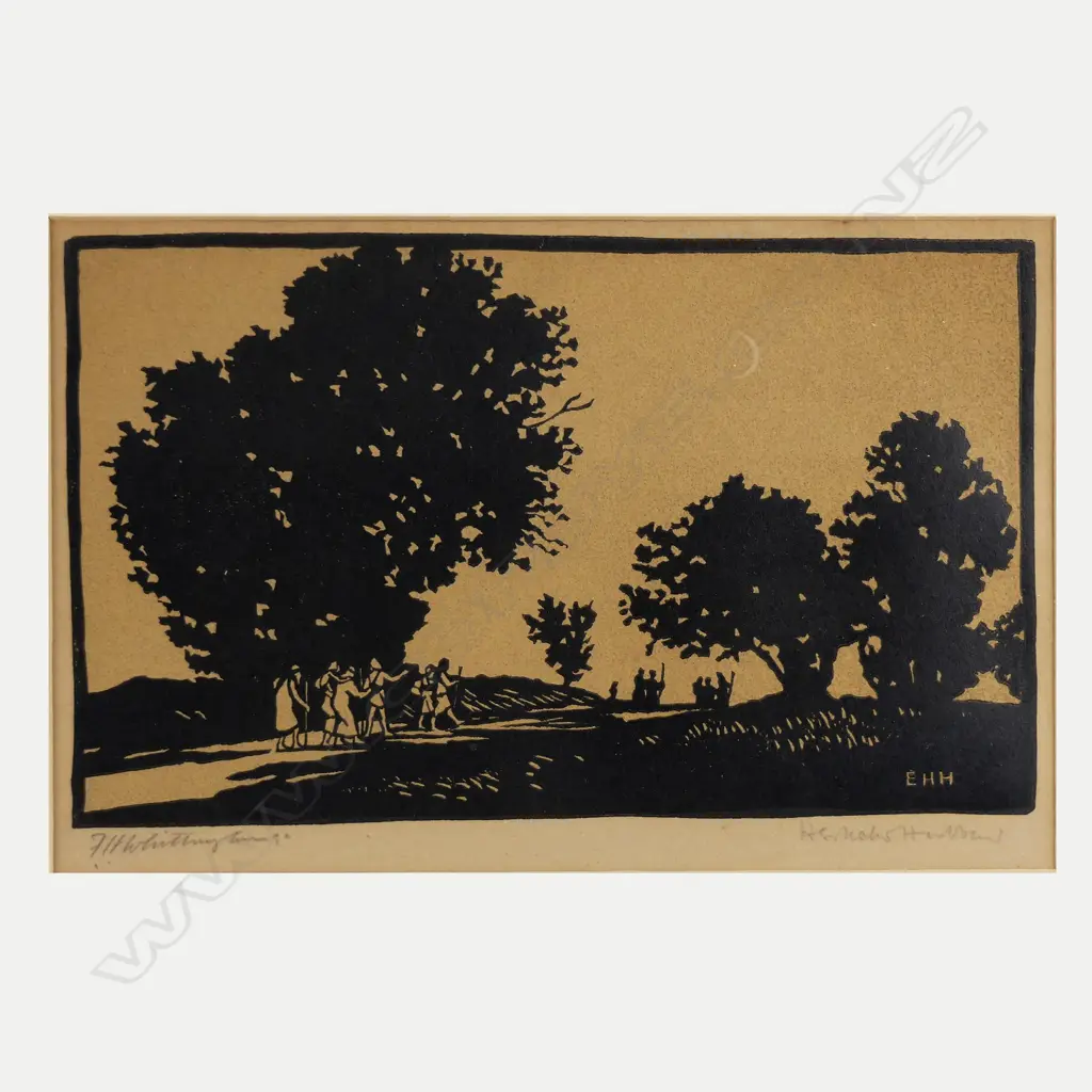 E. Hesketh Hubbard woodblock print 'The Pilgrims Way Image 1++