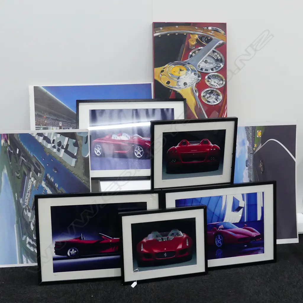 9 LUXURY FRAMED CAR PRINTS +3 UNFRAMED WORKS LARGEST 1000X500MM Image 1++