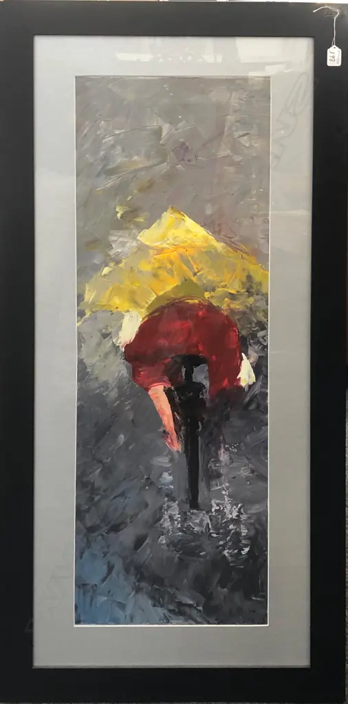 A FRAMED ARTWORK FIGURE ON BIKE 1270X600MM Image 1++