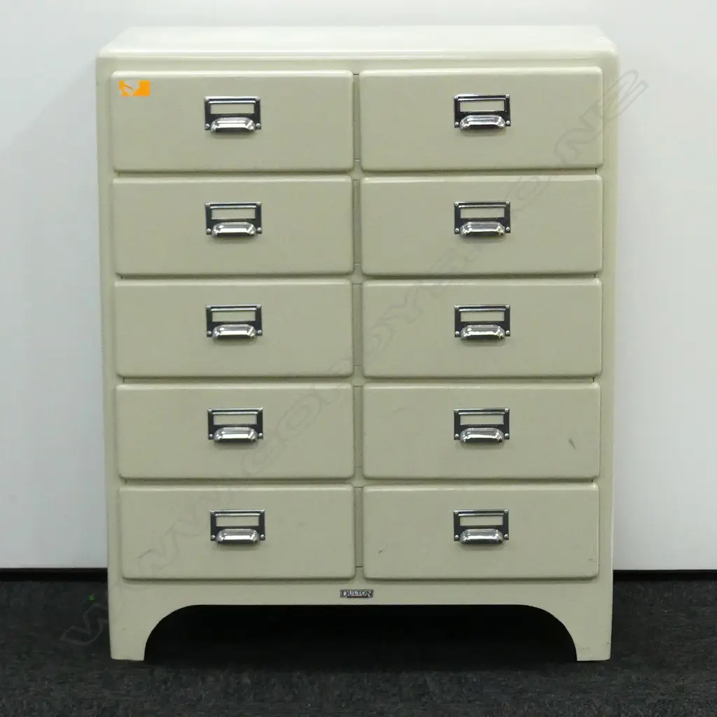 MODERN 'DULTON' 1940'S STYLE CREAM ENAMELED CHEST OF DRAWERS, H. 950MM Image 1++