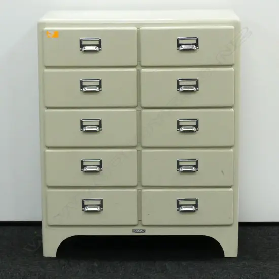 MODERN 'DULTON' 1940'S STYLE CREAM ENAMELED CHEST OF DRAWERS, H. 950MM