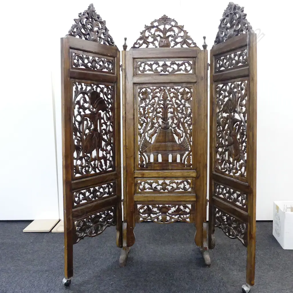 3 CARVED FRETWORK INDONESIAN PANELS, EACH W.555 X H. 1800MM Image 1++