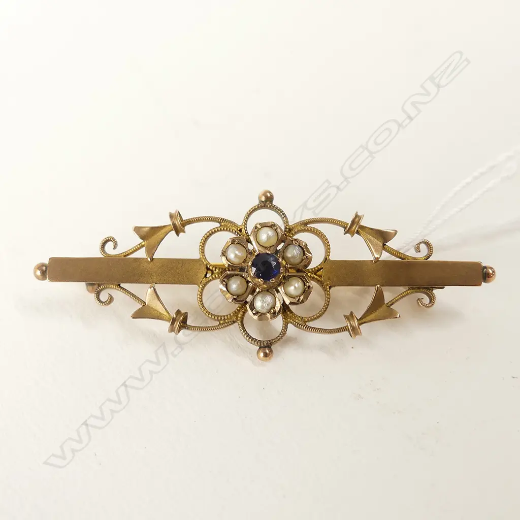 EDWARDIAN 9CT GOLD BAR BROOCH 2.92GM Image 1++