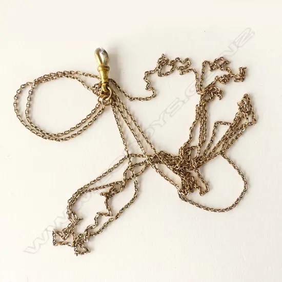 c1900 9CT GOLD MUFF CHAIN 13GM single clasp